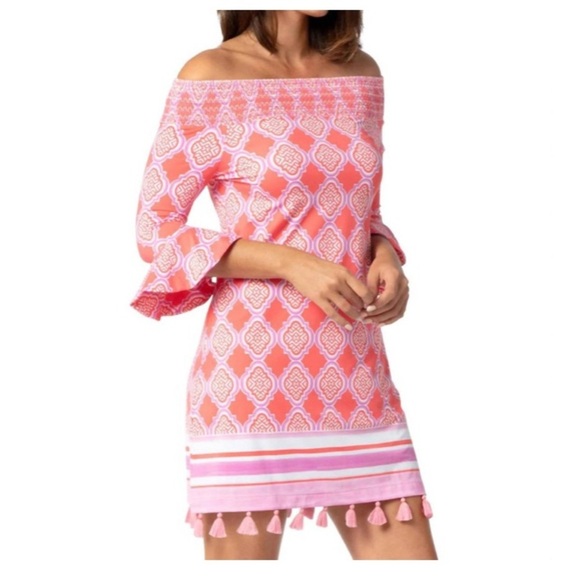 NWT CABANA LIFE Cora Geo Women's Off the Shoulder Dress size Medium - Picture 10 of 13